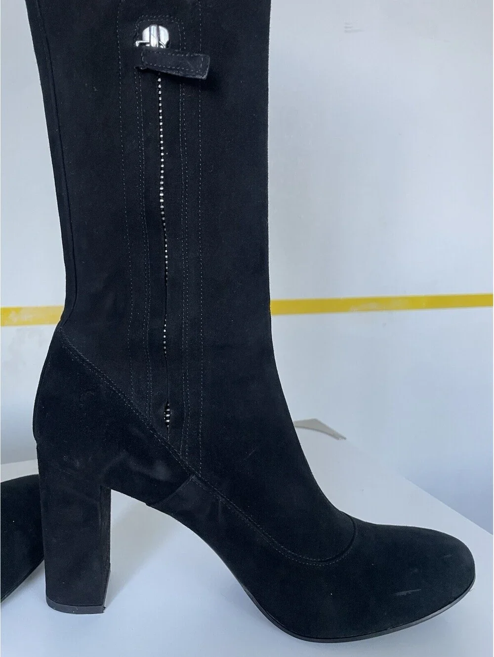 Barneys New York Black Suede Over-the-Knee Stretch Zip Boots EU 39.5